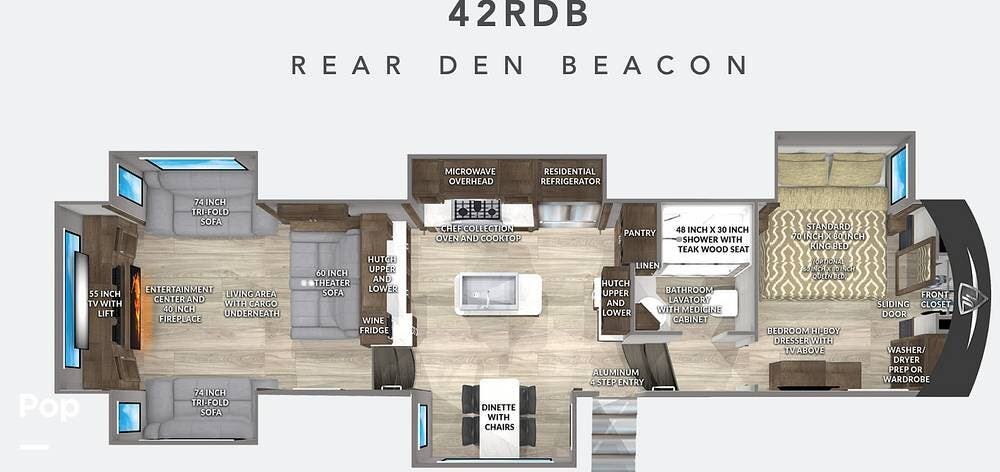 2022 Vanleigh Beacon 42RDB - Used Fifth Wheel For Sale by Pop RVs in Alma, Georgia features Leveling Jacks, Slideout, Air Conditioning