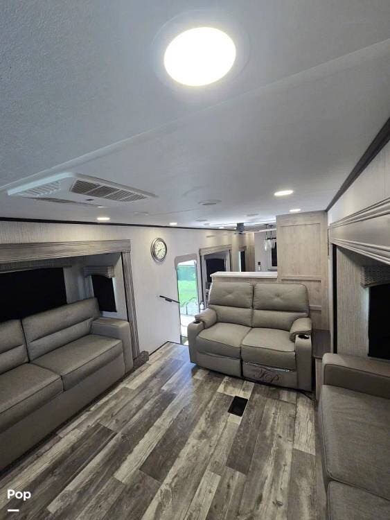 2023 Forest River Sandpiper 3990 FL - Used Fifth Wheel For Sale by Pop RVs in Leland, North Carolina features Slideout