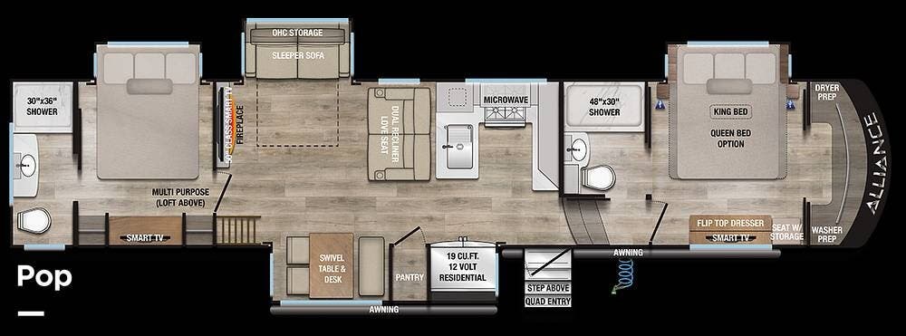 2024 Alliance RV Paradigm 395DS - Used Fifth Wheel For Sale by Pop RVs in Orange Park, Florida features Air Conditioning, Slideout, Leveling Jacks, Awning