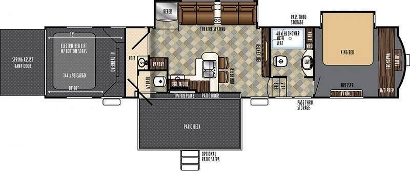 2016 Forest River Vengeance Touring 40D12 - Used Toy Hauler For Sale by Pop RVs in Bangor, Pennsylvania features Awning, Generator, Slideout, Air Conditioning, Leveling Jacks