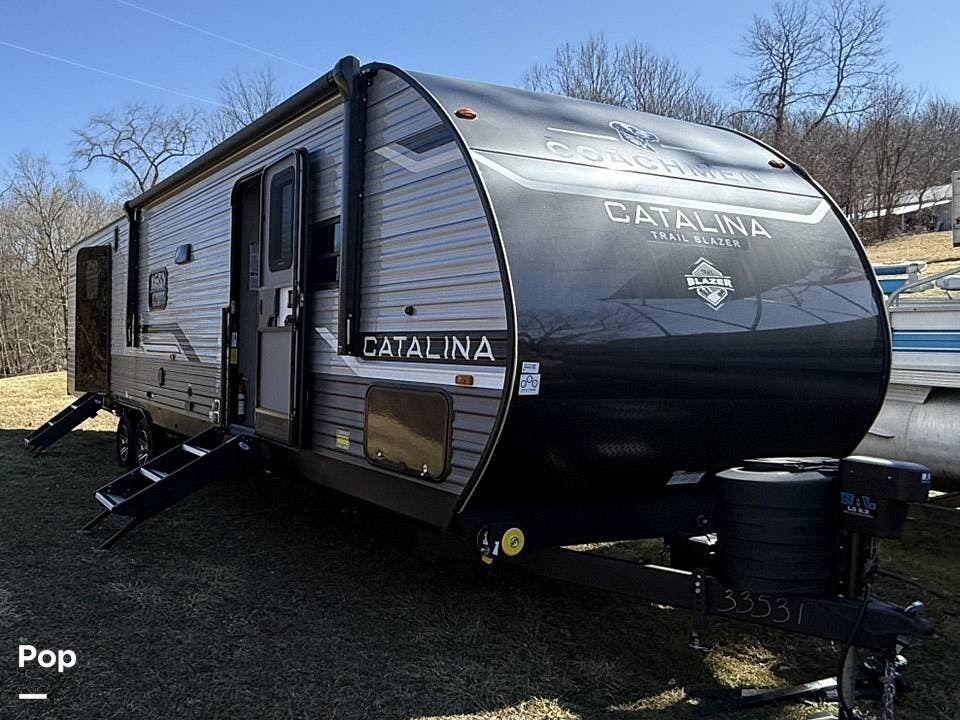 2025 Coachmen Catalina Trail Blazer 29THS - Used Toy Hauler For Sale by Pop RVs in New Lexington, Ohio features Slideout, Air Conditioning, Awning, Leveling Jacks