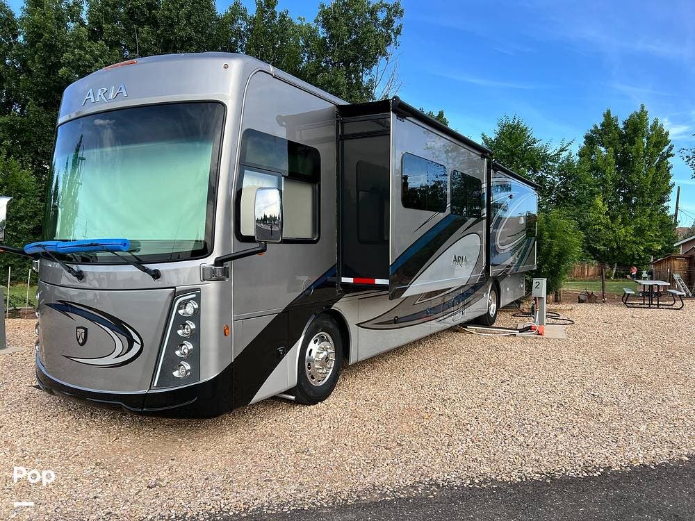 2021 Thor Motor Coach Aria 3902 - Used Diesel Pusher For Sale by Pop RVs in Huddelston, Virginia features Air Conditioning, Slideout, Generator, Awning, Leveling Jacks