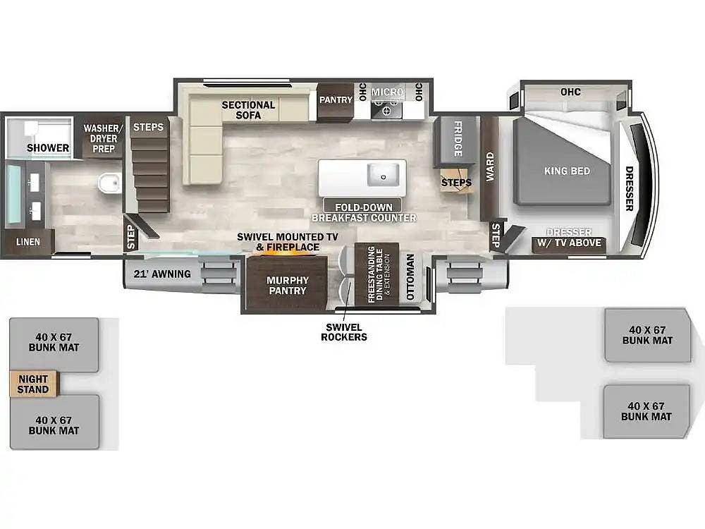 2025 Forest River Cedar Creek 40CBK - Used Travel Trailer For Sale by Pop RVs in Ottawa, Kansas features Slideout, Awning, Leveling Jacks, Air Conditioning