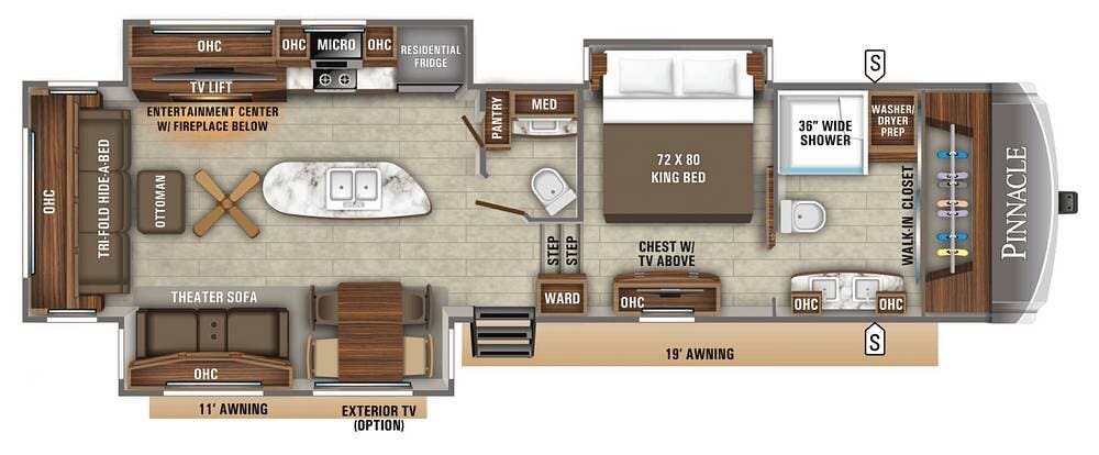 2020 Jayco Pinnacle 36FBTS - Used Fifth Wheel For Sale by Pop RVs in Grand Prairie, Texas features Air Conditioning, Leveling Jacks, Slideout, Awning