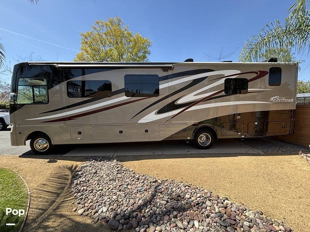 2015 Coachmen Mirada 35BH - Used Class A For Sale by Pop RVs in Poway, California features Air Conditioning, Leveling Jacks, Awning, Slideout, Generator