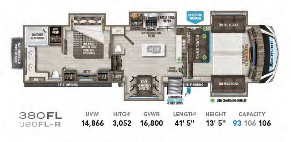 Used 2022 Grand Design Solitude 380FL available in Lecompton, Kansas