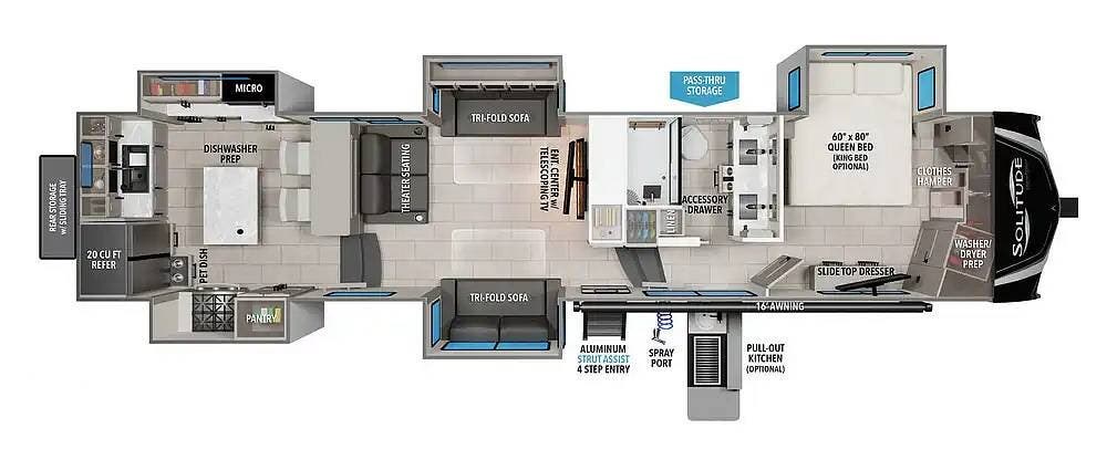 2021 Grand Design Solitude 390RK-R - Used Fifth Wheel For Sale by Pop RVs in Arcadia, Florida features Slideout, Air Conditioning, Leveling Jacks, Awning
