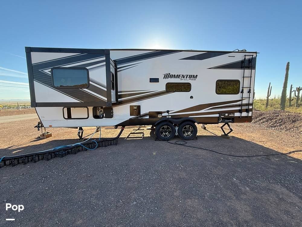2022 Grand Design Momentum 23G - Used Toy Hauler For Sale by Pop RVs in Red Rock, Arizona features Awning, Slideout, Leveling Jacks, Air Conditioning