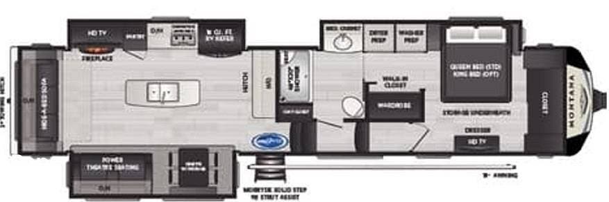 2021 Keystone Montana 3813MS - Used Fifth Wheel For Sale by Pop RVs in Port Orange, Florida features Awning, Slideout, Leveling Jacks, Air Conditioning