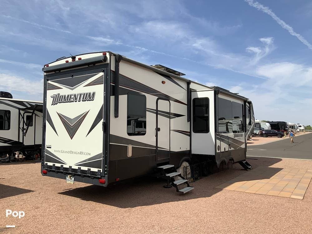 2019 Grand Design Momentum 397TH - Used Toy Hauler For Sale by Pop RVs in Apache Junction, Arizona features Generator, Awning, Slideout, Leveling Jacks, Air Conditioning