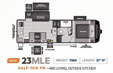 2023 Keystone Cougar 23MLE - Used Fifth Wheel For Sale by Pop RVs in Loveland, Colorado features Slideout, Awning, Leveling Jacks, Air Conditioning