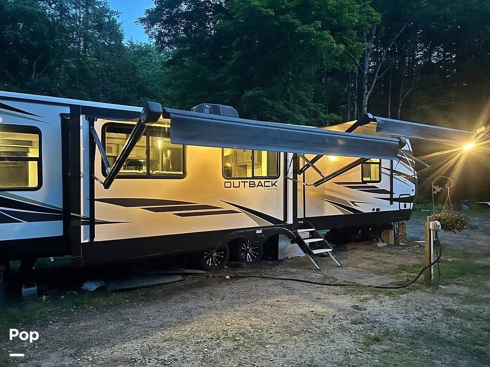 2021 Keystone Outback 328RL - Used Travel Trailer For Sale by Pop RVs in Guilford, Vermont features Slideout