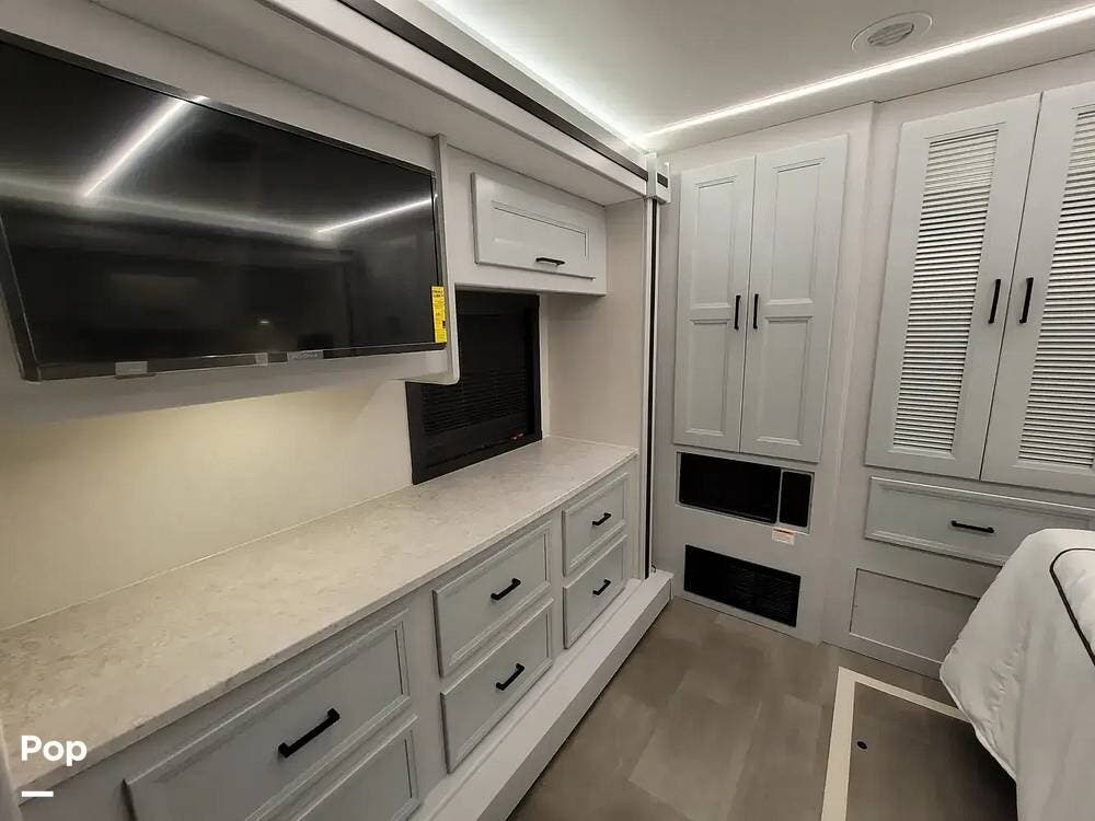 2023 Coachmen Sportscoach 354QS - Used Diesel Pusher For Sale by Pop RVs in Oak Creek, Colorado features Leveling Jacks, Generator, Air Conditioning, Slideout, Awning