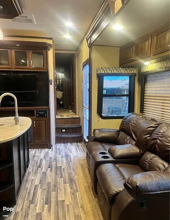 2015 Grand Design Momentum 385TH - Used Toy Hauler For Sale by Pop RVs in St George, Utah features Slideout