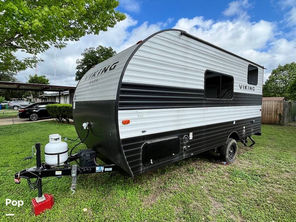 2024 Forest River Viking 17 BH Saga - Used Travel Trailer For Sale by Pop RVs in San Antonio, Texas features Air Conditioning, Awning, Leveling Jacks