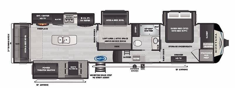 2021 Keystone Montana 3855BR - Used Fifth Wheel For Sale by Pop RVs in Middletown, Pennsylvania features Leveling Jacks, Slideout, Air Conditioning, Awning