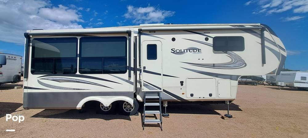 2020 Grand Design Solitude 310GK - Used Fifth Wheel For Sale by Pop RVs in Greeley, Colorado features Awning, Air Conditioning, Leveling Jacks, Slideout