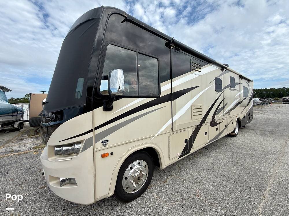 2021 Forest River Georgetown 34H5 - Used Class A For Sale by Pop RVs in Jacksonville, Florida features Awning, Air Conditioning, Generator, Slideout, Leveling Jacks