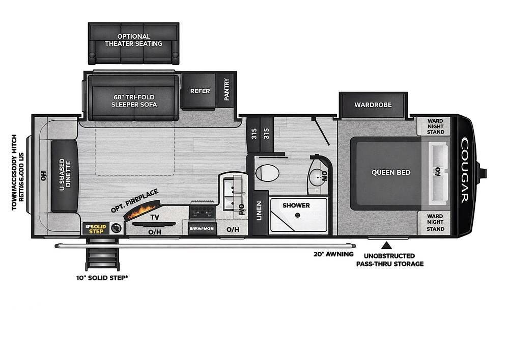 2022 Keystone Cougar 24rds - Used Fifth Wheel For Sale by Pop RVs in Garrison, New York features Slideout, Leveling Jacks, Air Conditioning, Awning