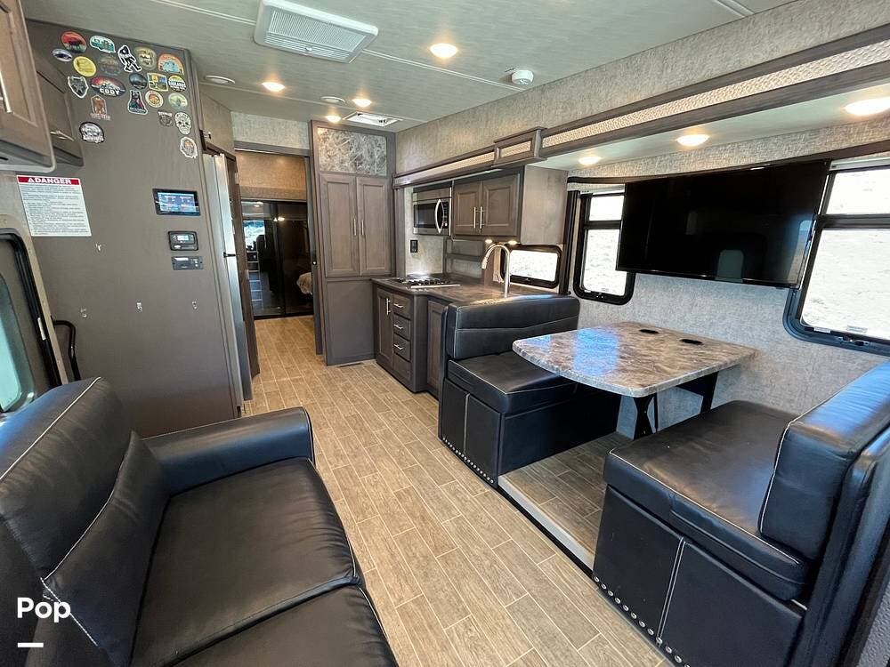 2022 Thor Motor Coach Outlaw 38KB - Used Toy Hauler For Sale by Pop RVs in Sparks, Nevada features Leveling Jacks, Awning, Generator, Air Conditioning, Slideout
