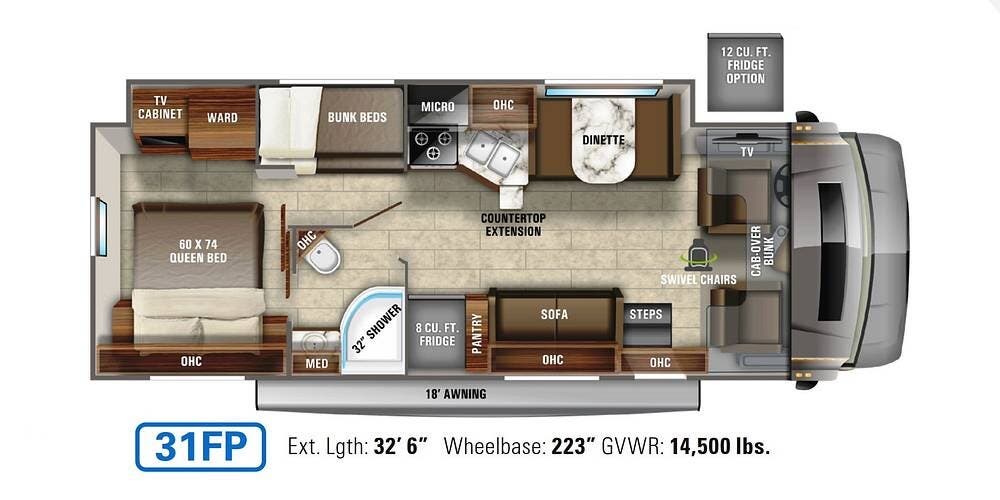 2021 Jayco Greyhawk Prestige 31FP - Used Class C For Sale by Pop RVs in Catawba, North Carolina features Generator, Leveling Jacks, Air Conditioning, Slideout, Awning