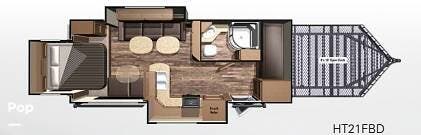 2016 Highland Ridge Highlander HT21FBD - Used Toy Hauler For Sale by Pop RVs in Henderson, Colorado features Air Conditioning, Awning, Leveling Jacks, Slideout
