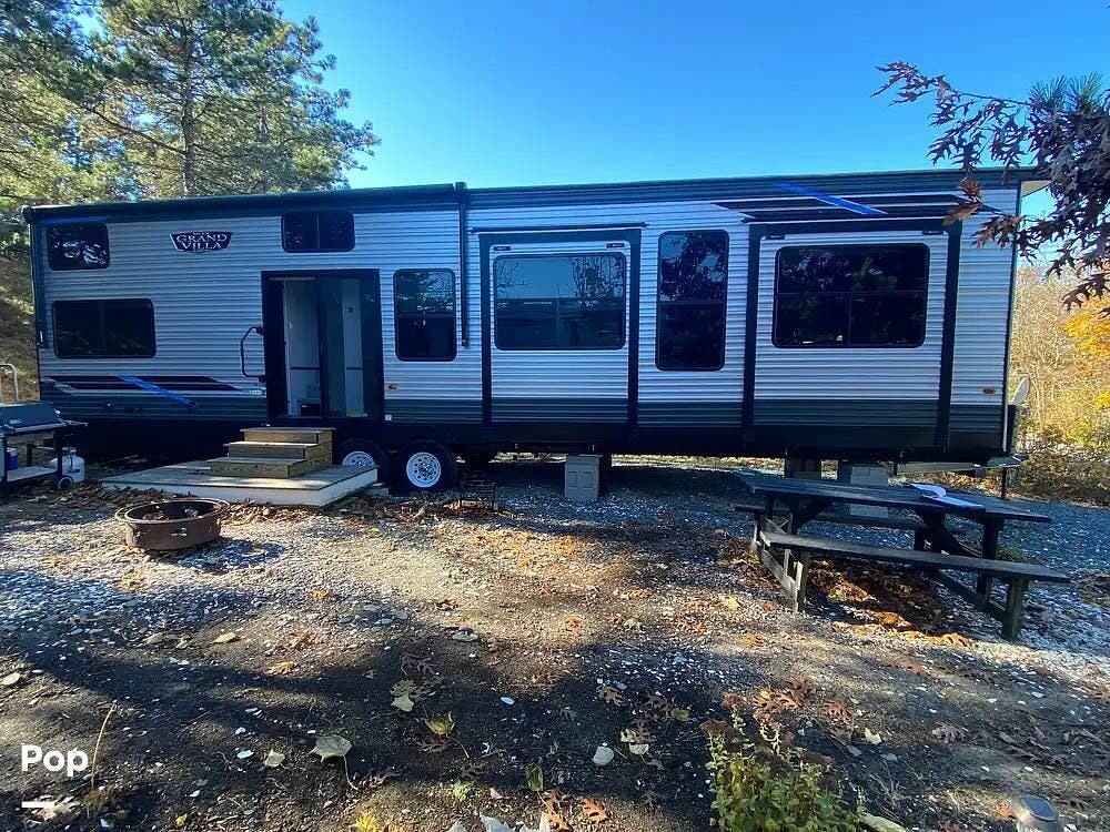 2022 Forest River Salem Grand Villa 42FK - Used Travel Trailer For Sale by Pop RVs in North Truro, Massachusetts features Slideout