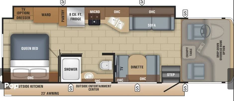 2018 Jayco Alante 29S - Used Class A For Sale by Pop RVs in Bunnell, Florida features Leveling Jacks, Generator, Air Conditioning, Awning, Slideout