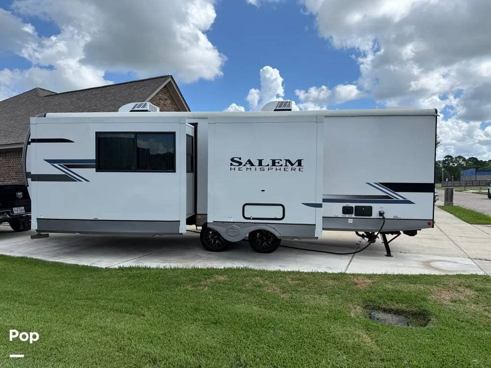 2026 Forest River Salem Hemisphere 261FKRB - Used Travel Trailer For Sale by Pop RVs in Angleton, Texas features Awning, Air Conditioning, Slideout
