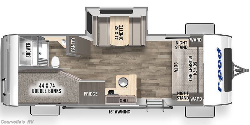 2023 Forest River R-Pod RP-203 - Used Travel Trailer For Sale by Courvelle's RV in Opelousas, Louisiana features Pantry, Refrigerator, Queen Bed, Fiberglass Sidewalls, Skylight
