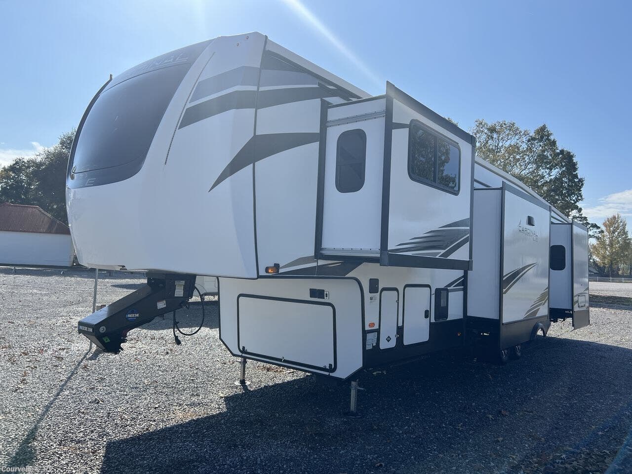 2021 Forest River Cardinal 379FLLE - Used Fifth Wheel For Sale by Courvelle's RV in Opelousas, Louisiana features Pantry, Exterior Refrigerator, Stainless Appliances, Black Tank Flush, Inverter