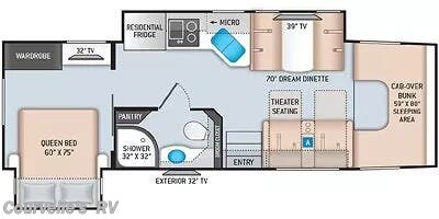 2022 Thor Motor Coach Omni XG32 - Used Class C For Sale by Courvelle's RV in Opelousas, Louisiana features Theater Seating, Toilet, Side View Cameras, Insulated, Kitchen Sink