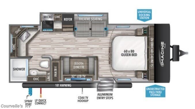 2022 Grand Design Imagine XLS 22MLE - Used Travel Trailer For Sale by Courvelle's RV in Opelousas, Louisiana features Surround Sound System, Auxiliary Battery, TV Antenna, Propane, Shower