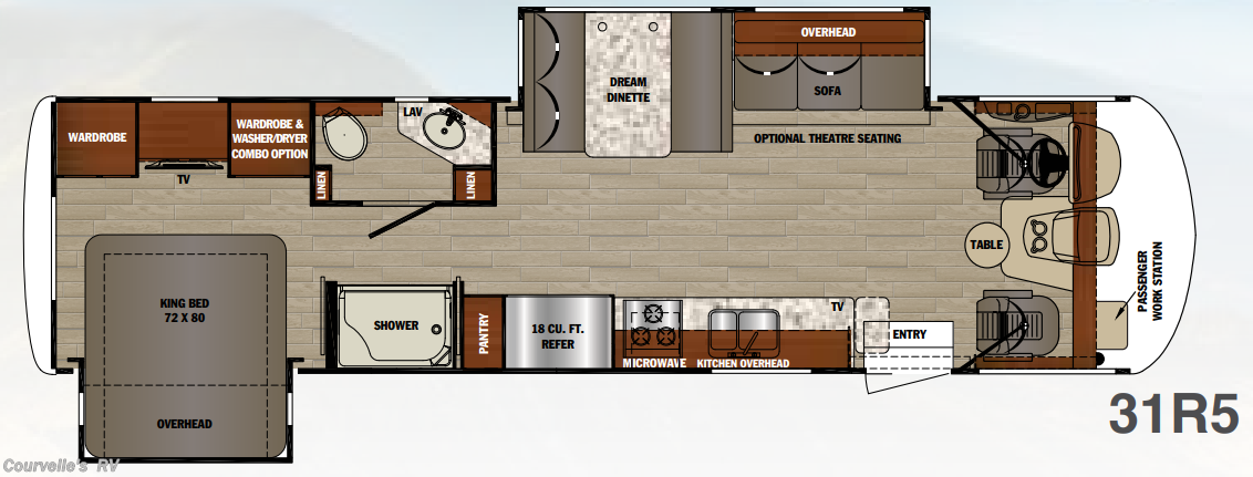 Floorplan of 2020 Forest River Georgetown 5 Series GT5 31R5