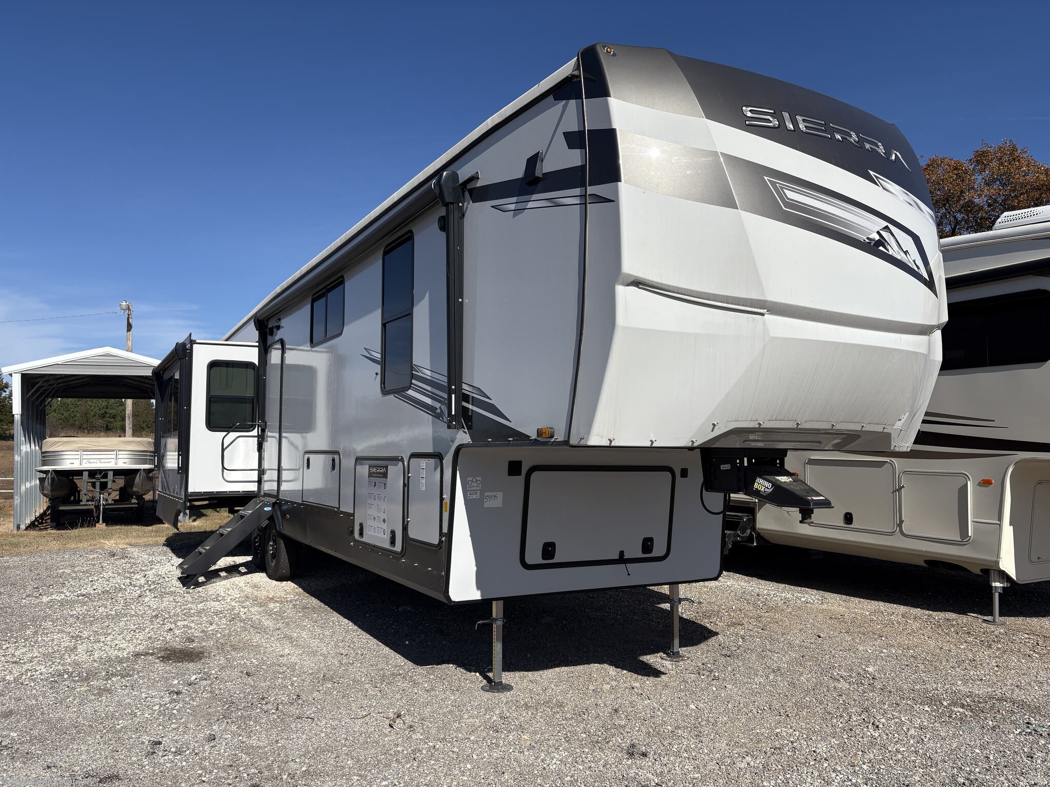 2024 Forest River Sierra 4003MB - Used Fifth Wheel For Sale by Calvin Country RV in Depew, Oklahoma features Spare Tire Kit, Smart TV, Ladder, Microwave, Refrigerator