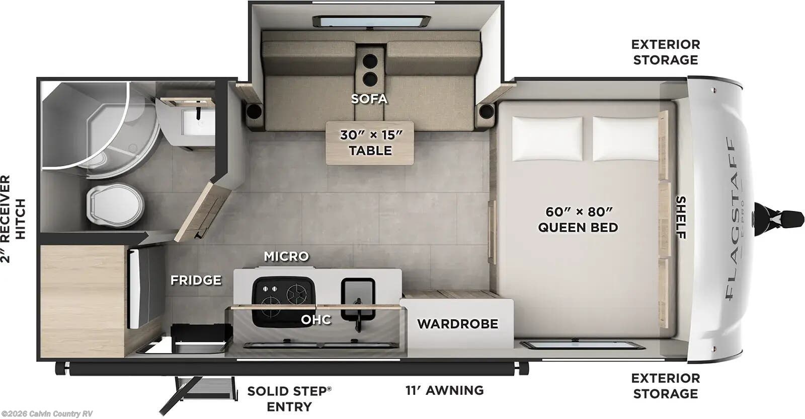 2026 Forest River Flagstaff E-Pro 19LE - New Travel Trailer For Sale by Calvin Country RV in Depew, Oklahoma features Microwave, Power Awning, Self Contained, Stove Top Burner, TV Antenna