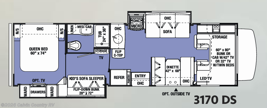 Floorplan of 2016 Forest River Sunseeker 3170DS