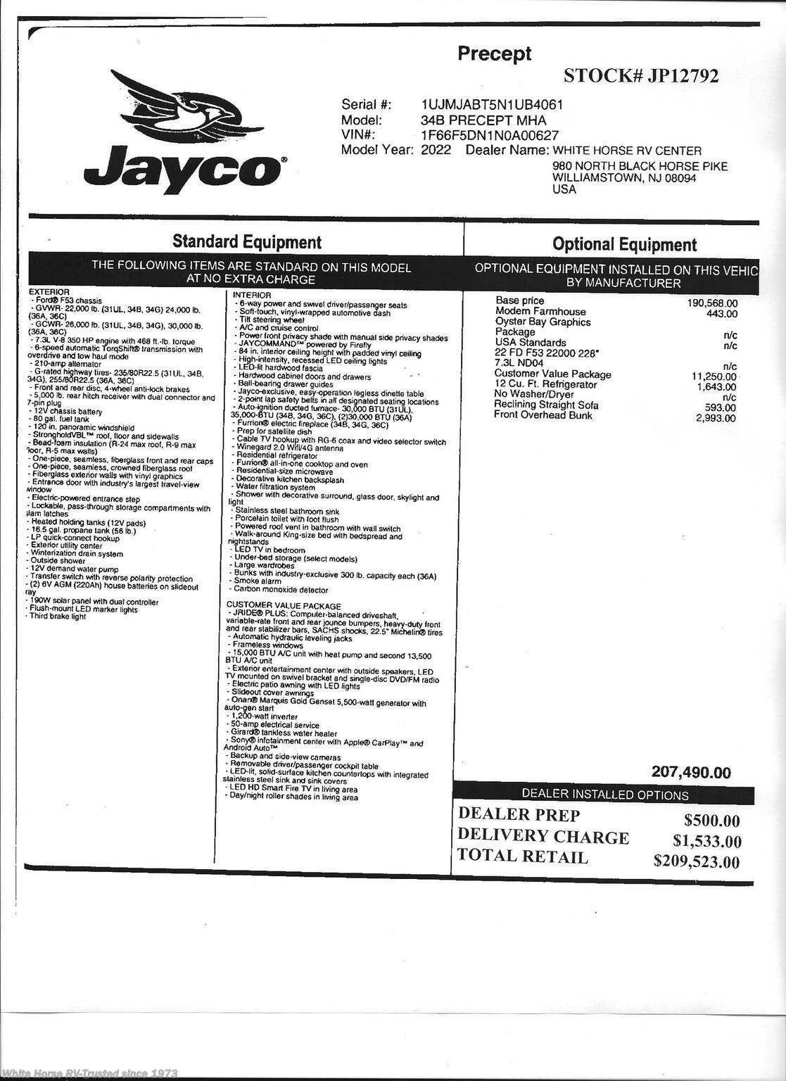 2022 Jayco Precept 34B Rear Queen Double Slideout RV for Sale in  Williamstown, NJ 08094 | JP12792 | RVUSA.com Classifieds