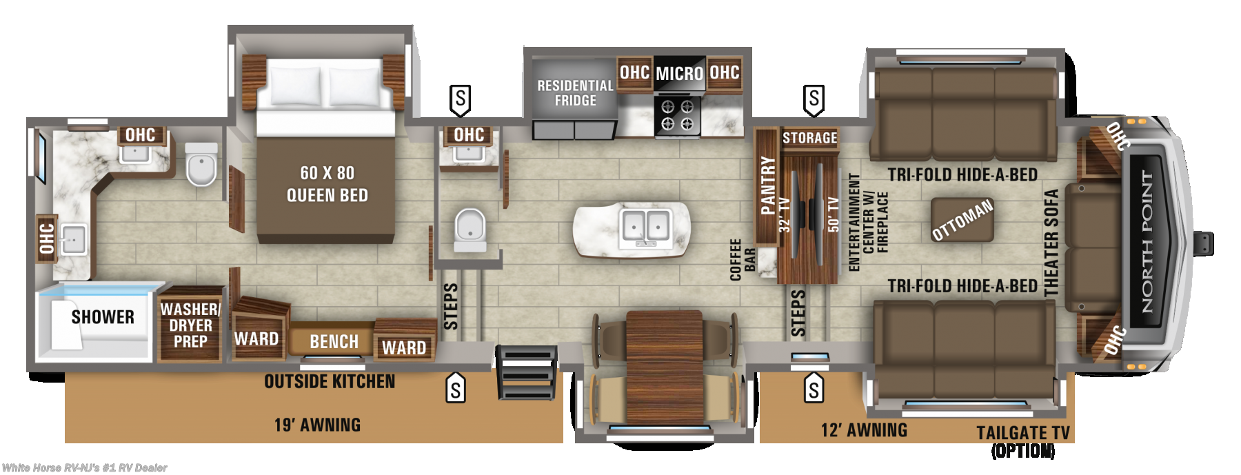 2020 Jayco North Point 382FLRB Front Living area w/Outside Kitchen RV ...
