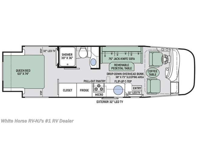 Floorplan of 2017 Thor Motor Coach Vegas 25.2 Rear Queen Bed Slide