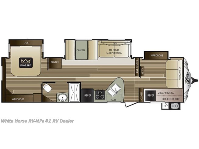 2017 Keystone Cougar XLite 32FBS sample floorplan image *please see photos for actual layout and included equipment*