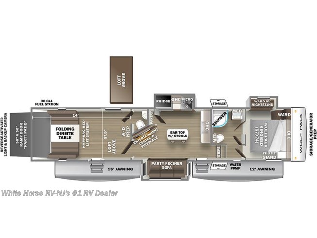 2022 Forest River Cherokee Wolf Pack 355PACK14 floorplan image