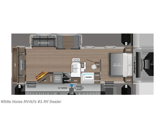Sample Floorplan Image *Please see pictures for actual layout with dining table with chairs in lieu of booth dinette*