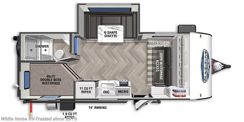 Floorplan of 2024 Forest River Salem FSX 178BHSK