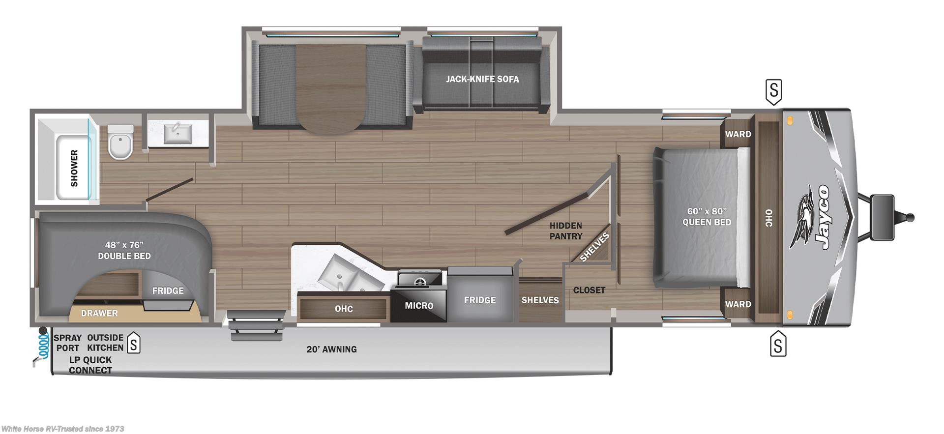 Floorplan of 2026 Jayco Jay Flight SLX 263BHSW