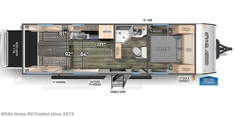 Floorplan of 2025 Forest River Cherokee Grey Wolf 25RRT