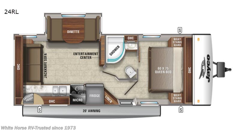 2021 Jayco Jay Feather 24RL - Used Travel Trailer For Sale by White Horse RV Center in Williamstown, New Jersey features TV, Queen Bed, Slideout, Power Awning, Sofa Bed