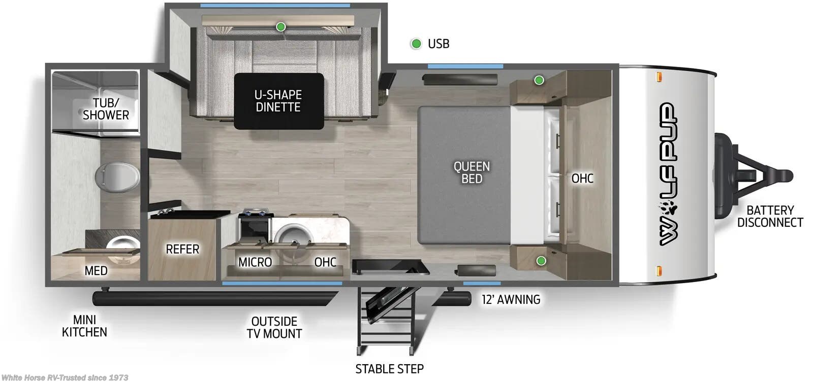 Floorplan of 2026 Forest River Cherokee Wolf Pup 16KHW
