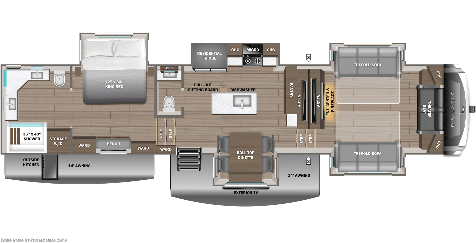 2026 Jayco Pinnacle 39FLOK - New Fifth Wheel For Sale by White Horse RV Center in Williamstown, New Jersey features Tankless Demand Gas Water Heater, Automatic Leveling Jacks, Smart TV, 50 Amp Service, Solar Panels