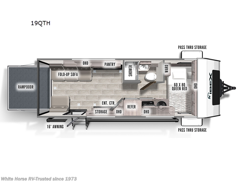 2023 Forest River IBEX 19QTH - Used Toy Hauler For Sale by White Horse RV Center in Williamstown, New Jersey features Rear Ramp Door, TV, Queen Bed, Fold and Tumble Sofa, Air Conditioning